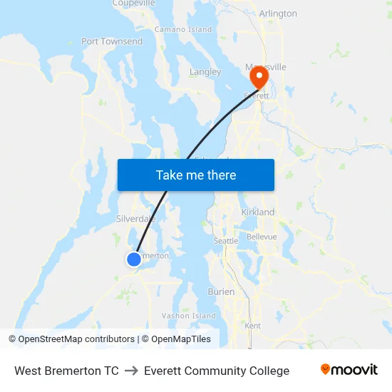 West Bremerton TC to Everett Community College map