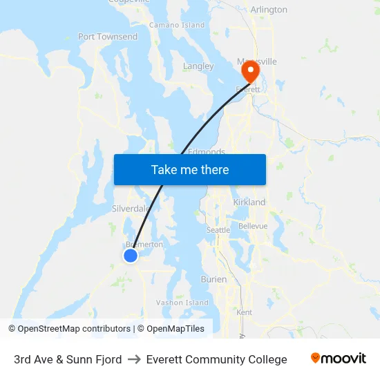 3rd Ave & Sunn Fjord to Everett Community College map