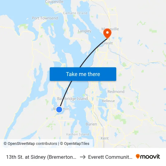 13th St. at Sidney (Bremerton High School) to Everett Community College map