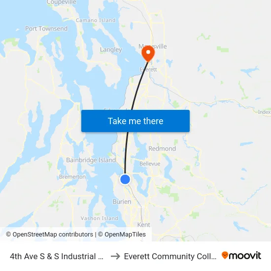 4th Ave S & S Industrial Way to Everett Community College map
