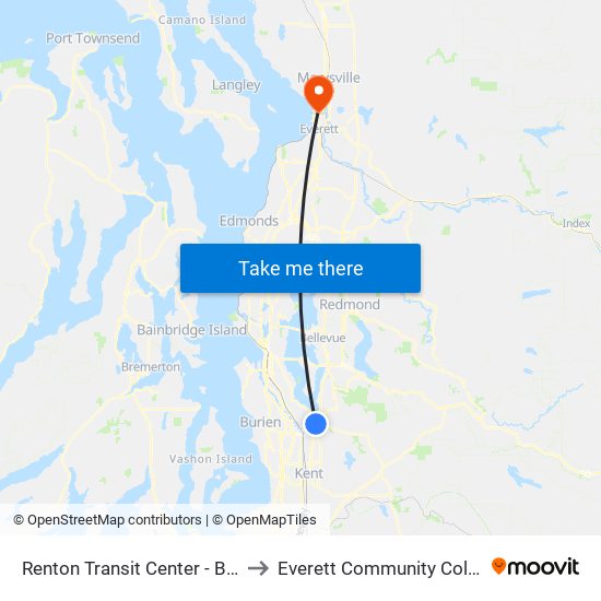 Renton Transit Center - Bay 1 to Everett Community College map