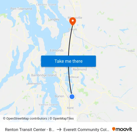 Renton Transit Center - Bay 4 to Everett Community College map