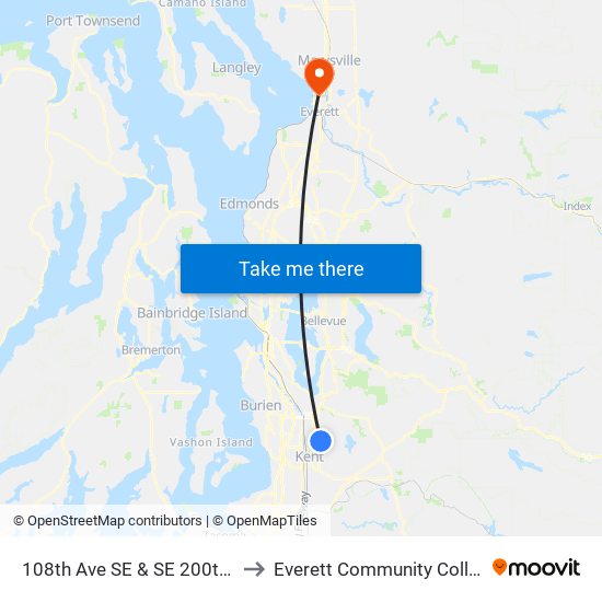 108th Ave SE & SE 200th St to Everett Community College map