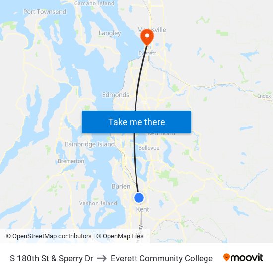 S 180th St & Sperry Dr to Everett Community College map