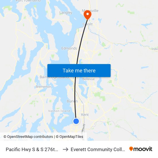 Pacific Hwy S & S 276th St to Everett Community College map