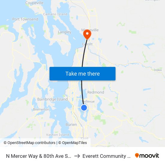 N Mercer Way & 80th Ave SE - Bay 2 to Everett Community College map