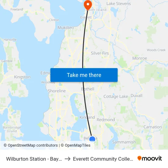 Wilburton Station - Bay 2 to Everett Community College map