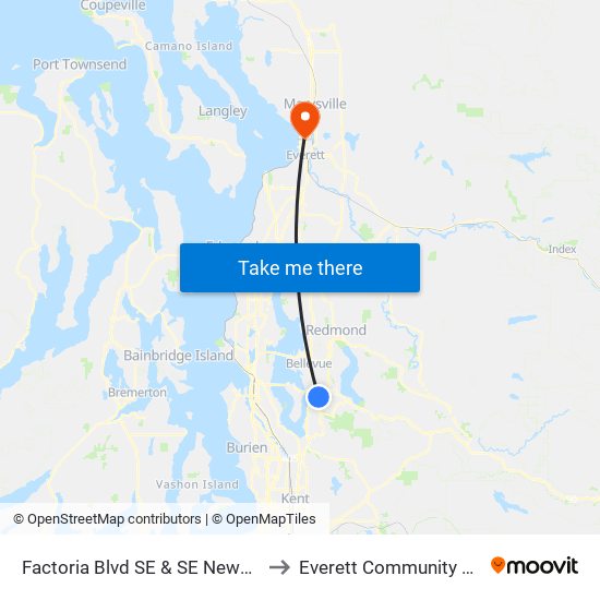 Factoria Blvd SE & SE Newport Way to Everett Community College map