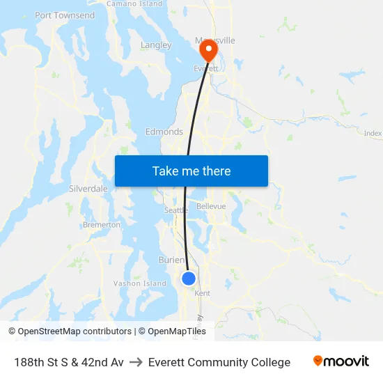 188th St S & 42nd Av to Everett Community College map