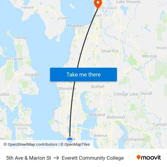 5th Ave & Marion St to Everett Community College map