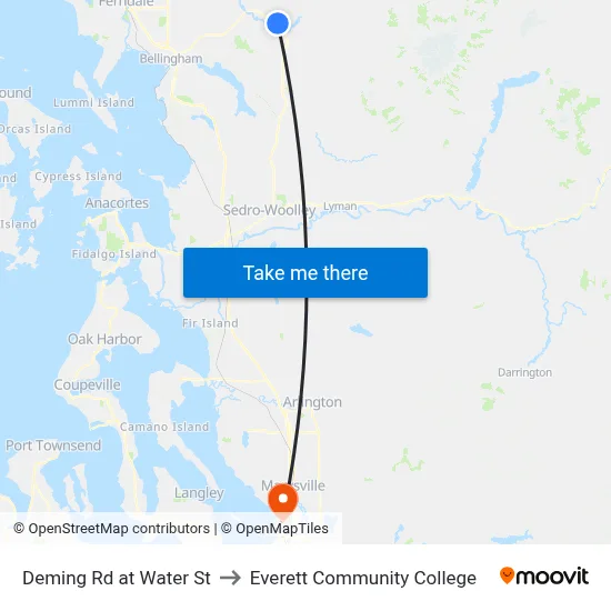 Deming Rd at Water St to Everett Community College map