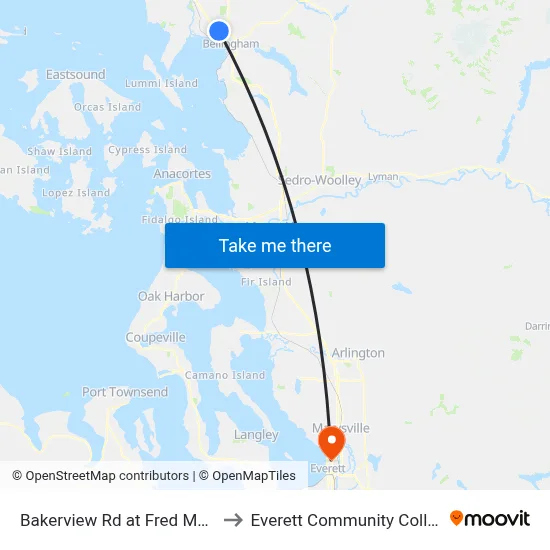 Bakerview Rd at Fred Meyer to Everett Community College map