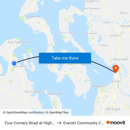 Four Corners Road at Highway 19 to Everett Community College map