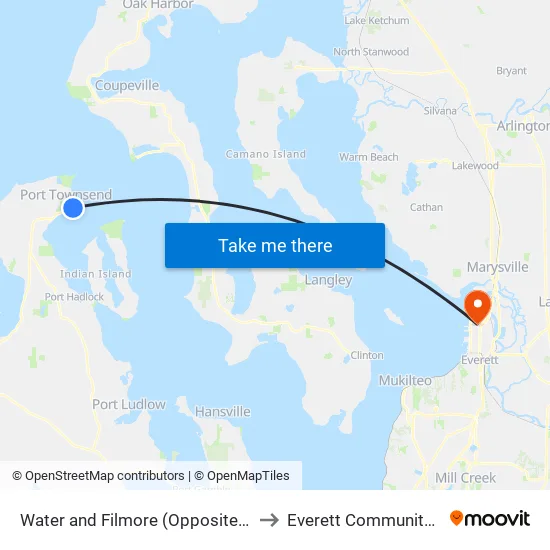 Water and Filmore (Opposite Ferry Dock) to Everett Community College map