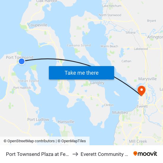 Port Townsend Plaza at Ferry Dock to Everett Community College map