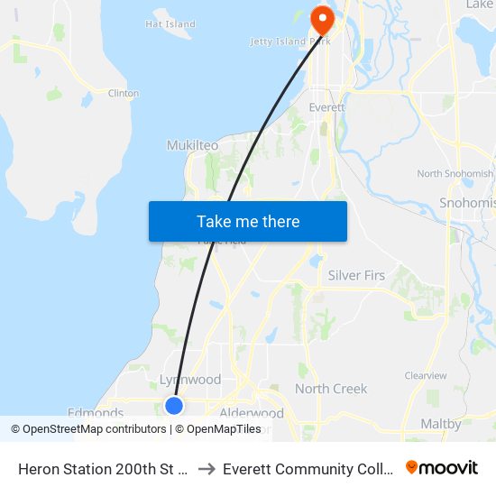 Heron Station 200th St SW to Everett Community College map