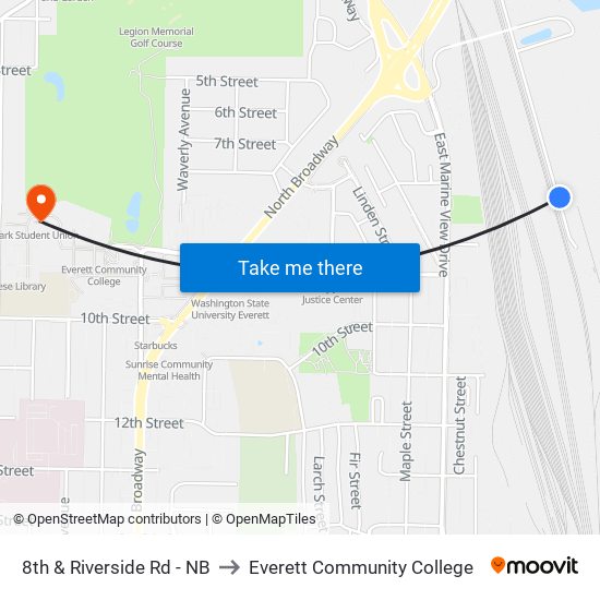 8th & Riverside Rd - NB to Everett Community College map