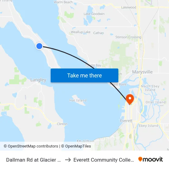Dallman Rd at Glacier Ln to Everett Community College map
