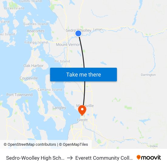 Sedro-Woolley High School to Everett Community College map