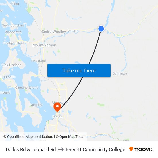 Dalles Rd & Leonard Rd to Everett Community College map