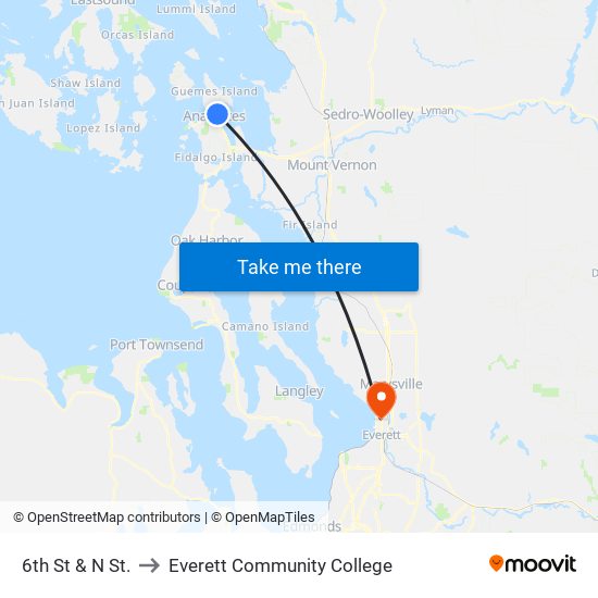6th St & N St. to Everett Community College map