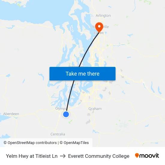 Yelm Hwy at Titleist Ln to Everett Community College map