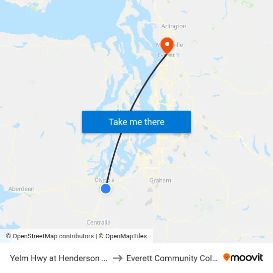 Yelm Hwy at Henderson Blvd to Everett Community College map