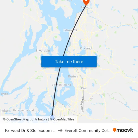Farwest Dr & Steilacoom Blvd to Everett Community College map