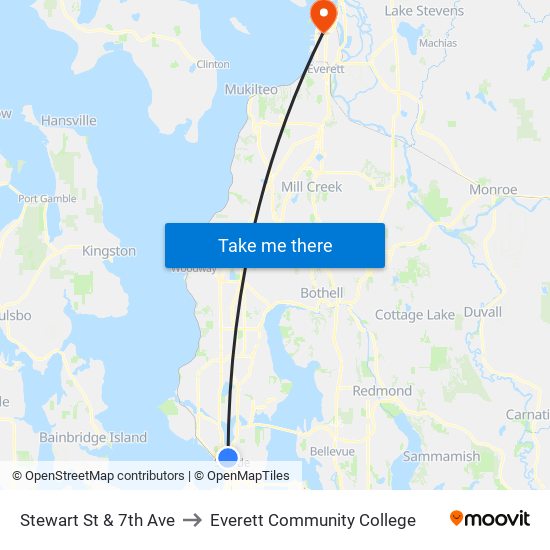 Stewart St & 7th Ave to Everett Community College map