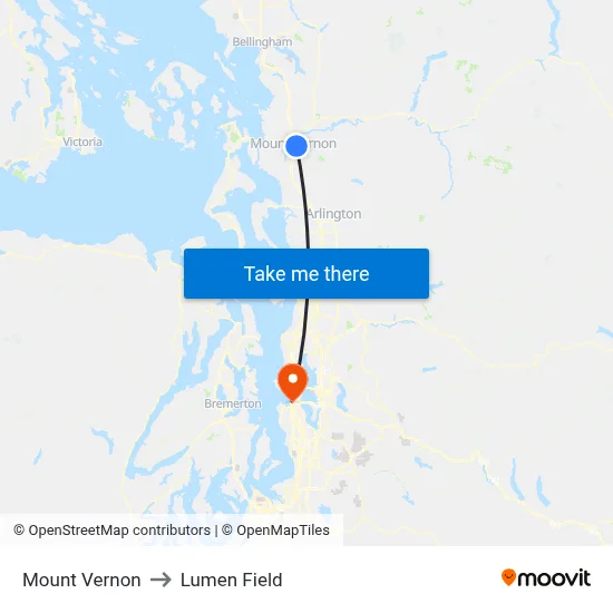 Mount Vernon to Lumen Field map