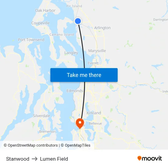 Stanwood to Lumen Field map