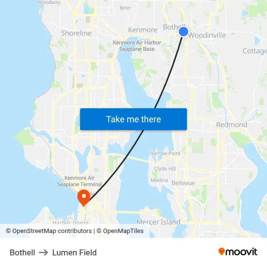 Bothell to Lumen Field map