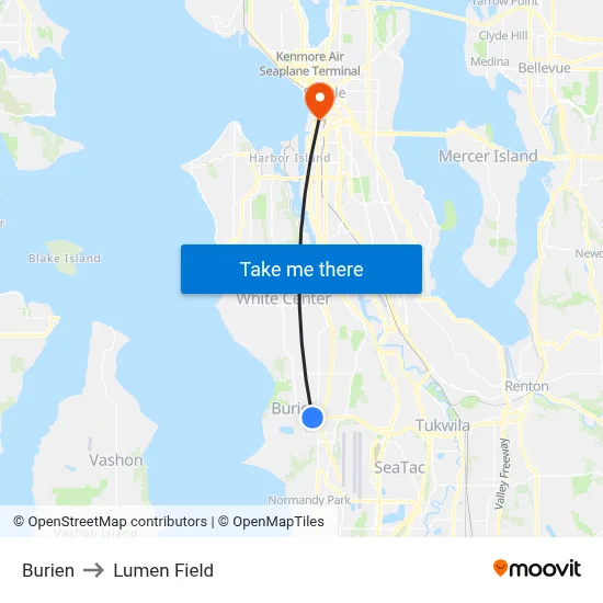 Burien to Lumen Field map
