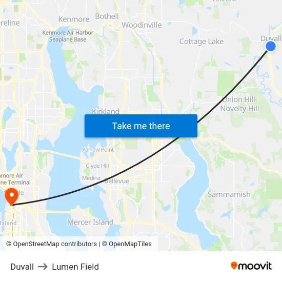 Duvall to Lumen Field map