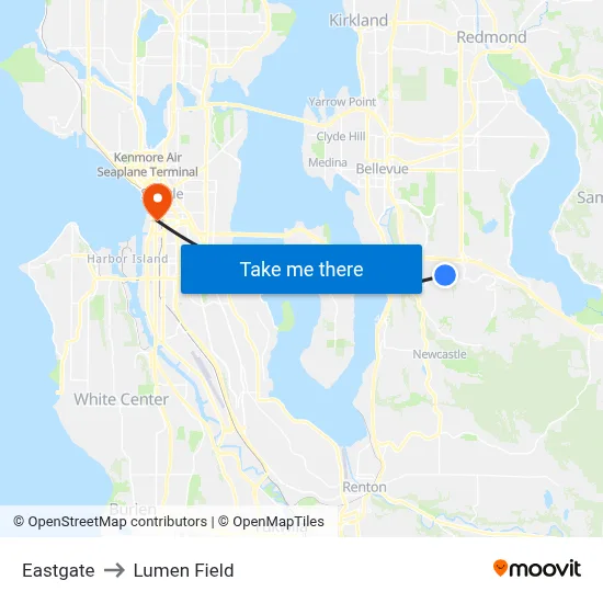 Eastgate to Lumen Field map
