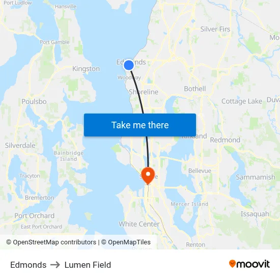 Edmonds to Lumen Field map