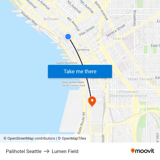 Palihotel Seattle to Lumen Field map