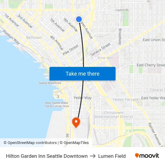 Hilton Garden Inn Seattle Downtown, 1821 Boren Ave to Lumen Field map