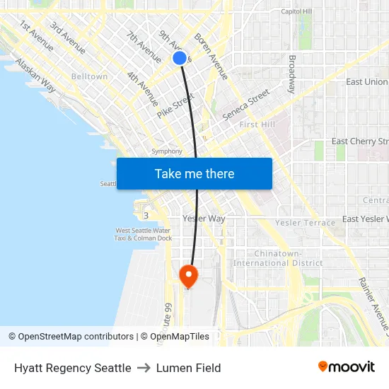 Hyatt Regency Seattle to Lumen Field map