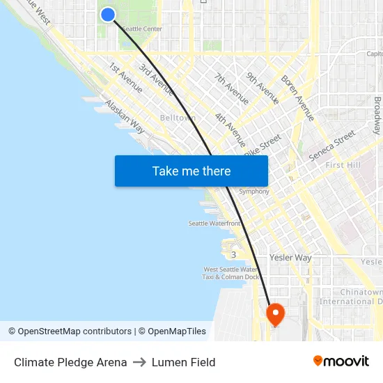 Climate Pledge Arena to Lumen Field map