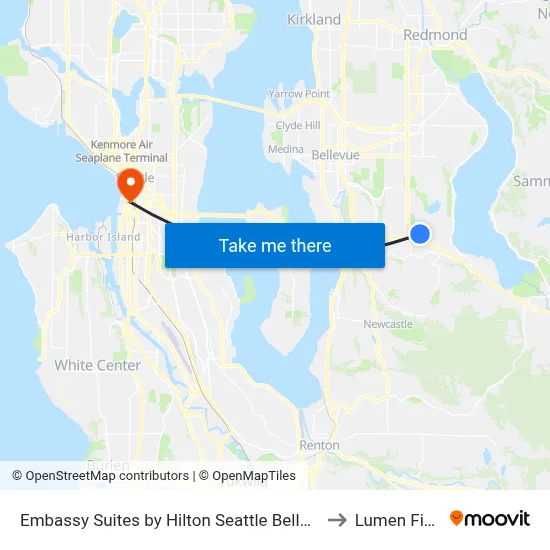 Embassy Suites by Hilton Seattle Bellevue to Lumen Field map