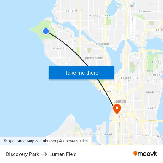 Discovery Park to Lumen Field map