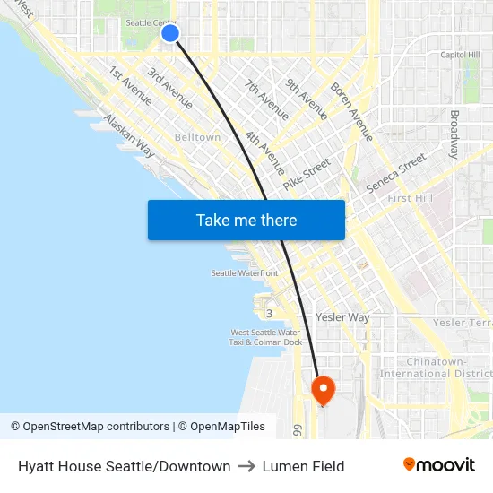 Hyatt House Seattle/Downtown to Lumen Field map