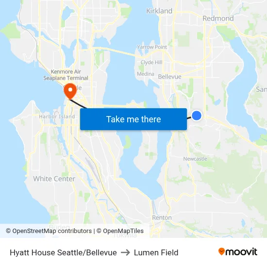 Hyatt House Seattle/Bellevue to Lumen Field map