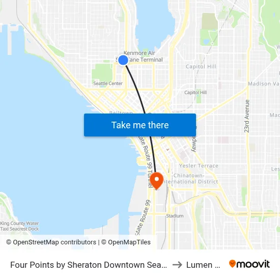 Four Points by Sheraton Downtown Seattle Center to Lumen Field map