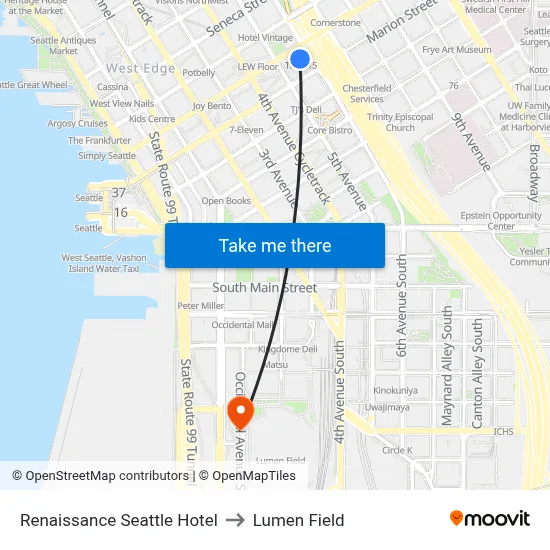 Renaissance Seattle Hotel to Lumen Field map