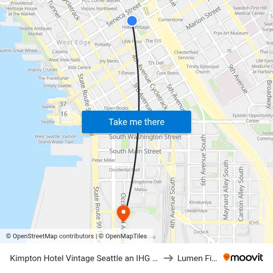 Kimpton Hotel Vintage Seattle an IHG Hotel to Lumen Field map
