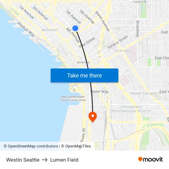 Westin Seattle to Lumen Field map
