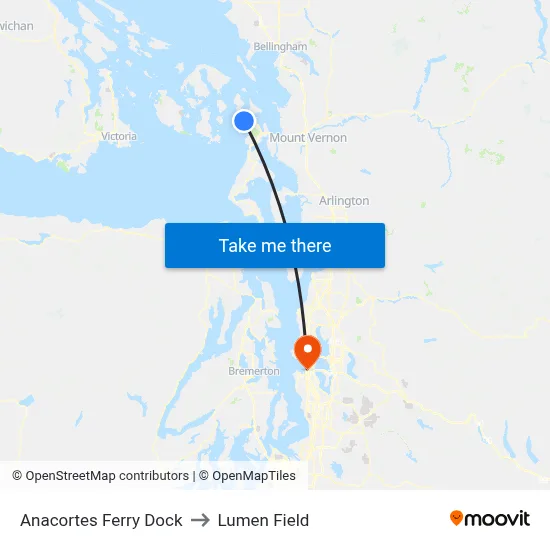 Anacortes Ferry Dock to Lumen Field map
