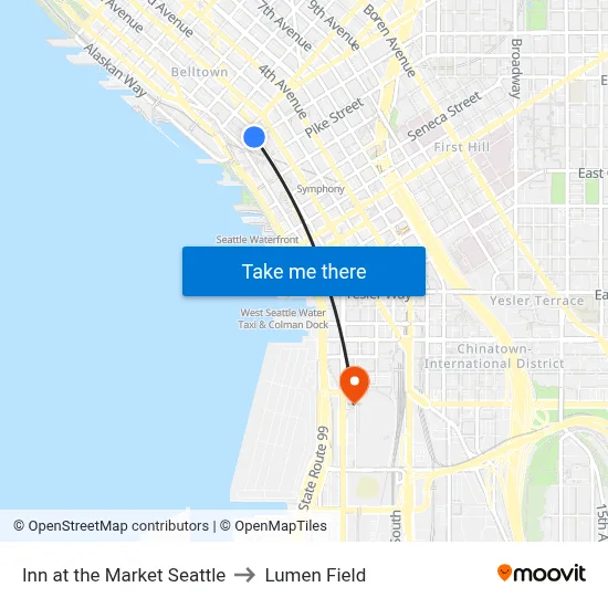 Inn at the Market Seattle to Lumen Field map